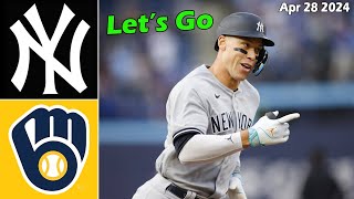 Yankees vs. Brewers Game Highlights Today , Apr 28 2024 | MLB Season 2024