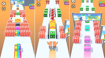 Jelly Run 2048 ULTIMATE Gameplay | 3 Shape Play Showdown! | 512B vs 8192e vs 32g Race