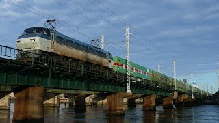 2019/09/08 JR貨物 朝イチ浜名湖1番鉄橋を爆走する3本の貨物列車