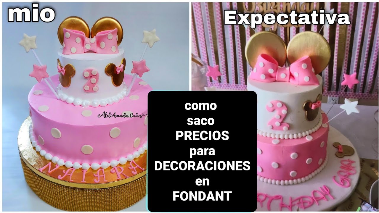 COMO SACO PRECIOS de decoraciónes en FONDANT | Decoración de pastel minnie  mouse - YouTube