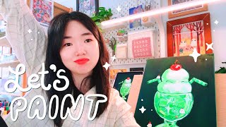 Let's Paint 🎨🍒🖼️ my painting process, calm co-working