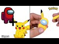 Pokemon Fuison ! Among us &amp; Pikachu !! (How to make Pokemon Figure)