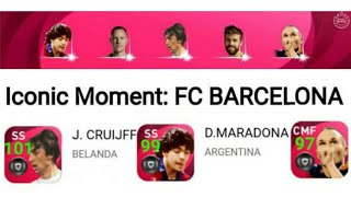 ¡OFICIAL!BARCELONA ICONIC MOMENTCRUYFF, MARADONA e INIESTA en PES 2021 MOBILE