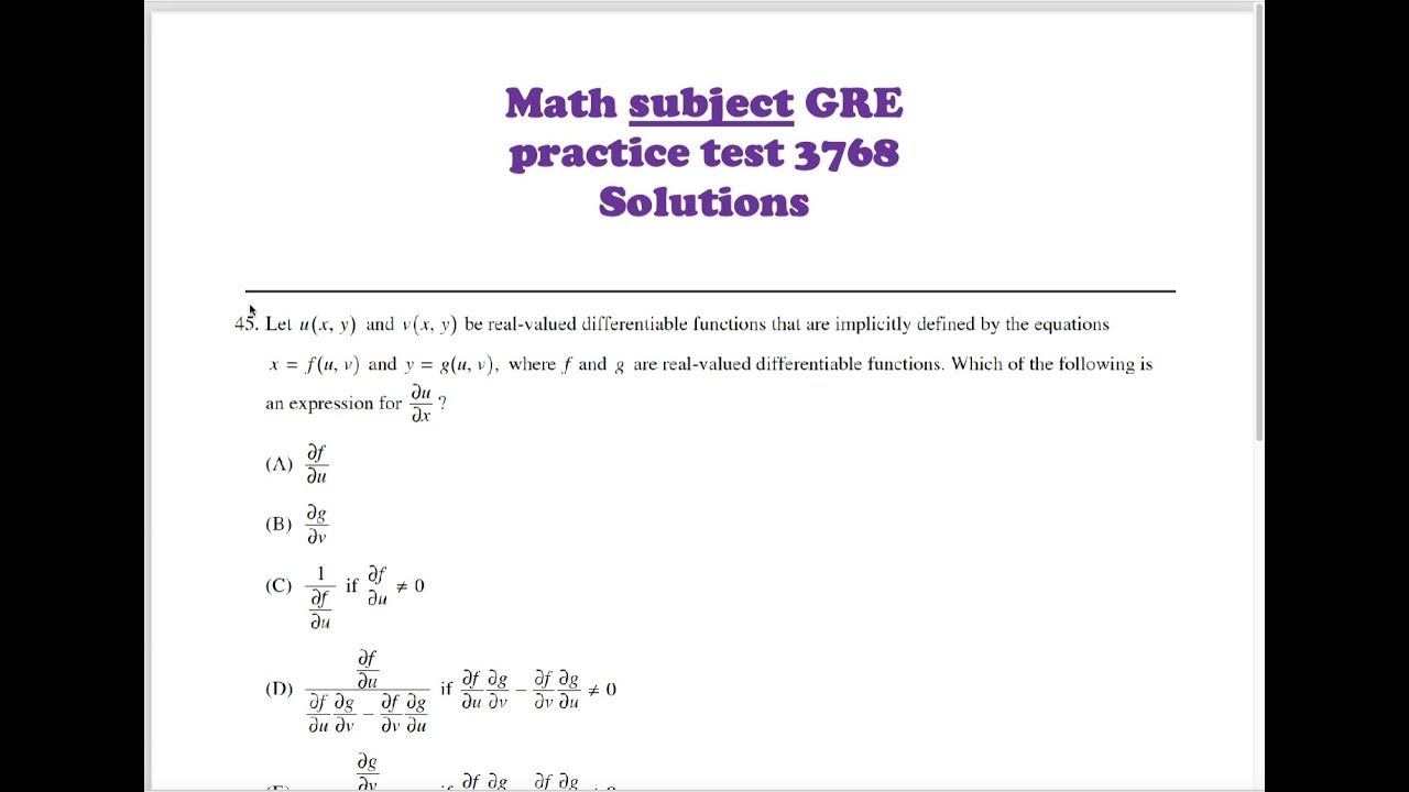 Math subject GRE 3768 problem 45 - YouTube