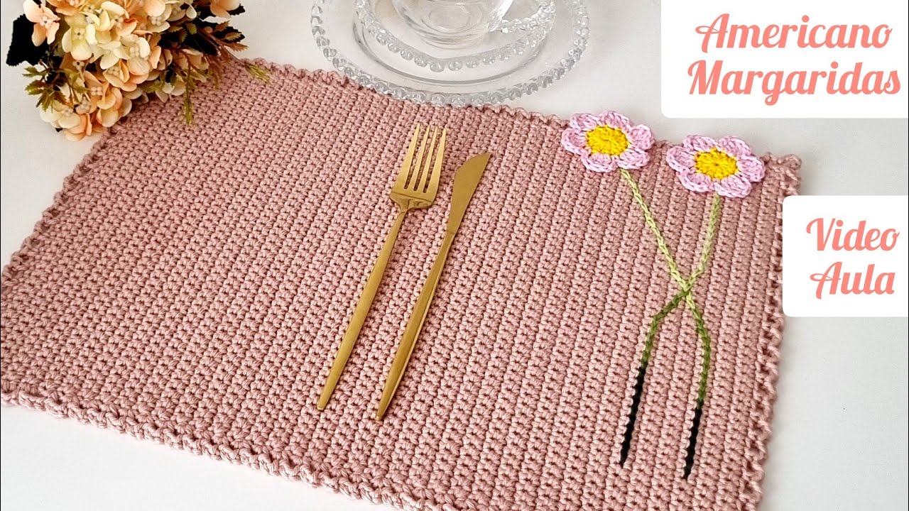 AMERICANO RETANGULAR MARGARIDAS/Luxo de crochê 🌼