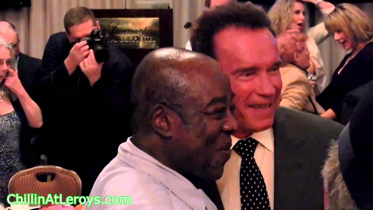 Arnold Schwarzenegger & Leroy Colbert at Joe Weider's ...