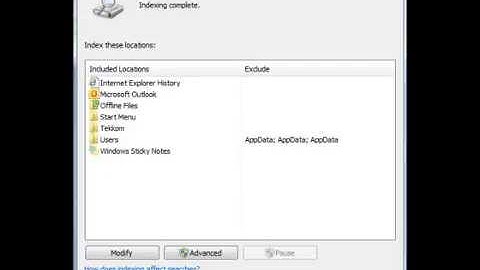 Windows 7 File Search Settings-Indexing Options