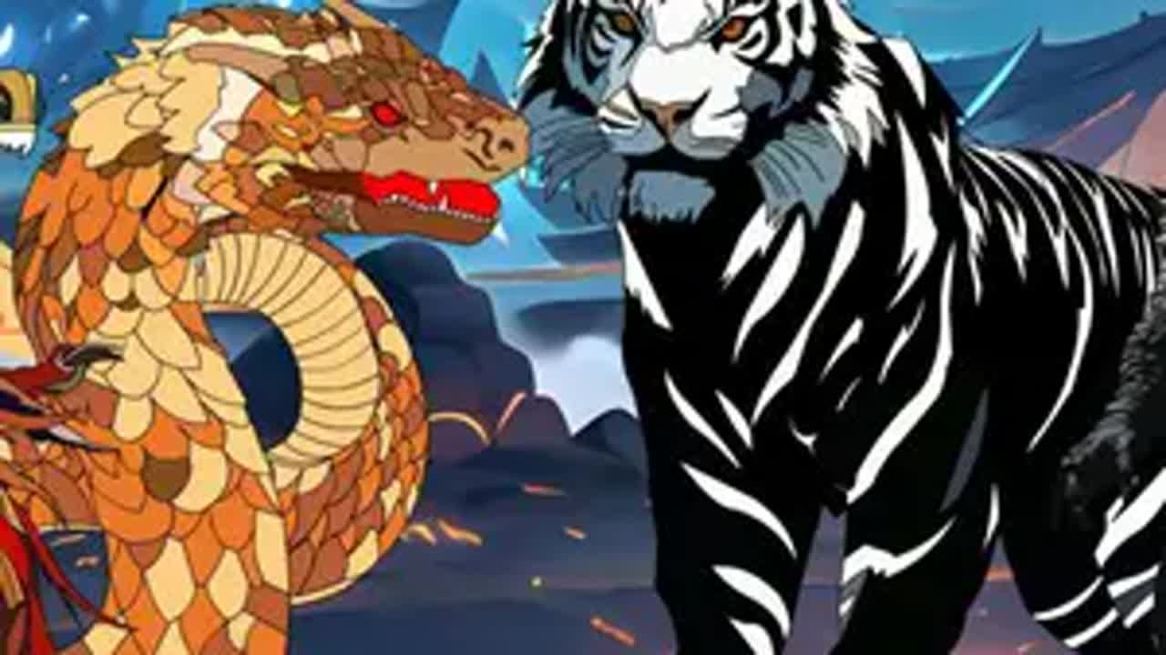巨蟒，哥斯拉，黑虎，三獸爭奪之戰 沙雕動畫 二次元 動畫 原創動畫