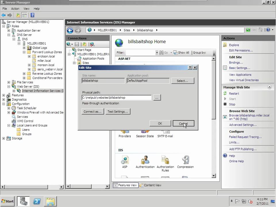 How To Create A New Web Site On Windows Server 2008 Youtube