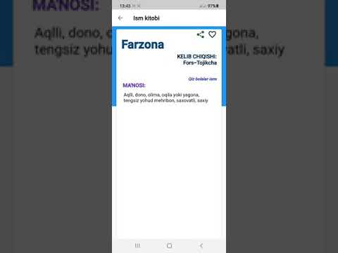 FARZONA ismini ma'nosi