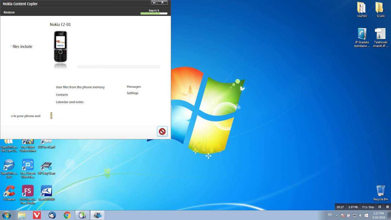 Restore data to Nokia C2-01