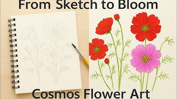 First time with acrylic markers| Cosmos Flower Drawing | Easy Acrylic Painting for Beginners