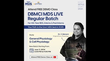 FREE Demo Class | MDS Live Regular Batch | Dr. V Abirami | Physiology | DBMCI MDS