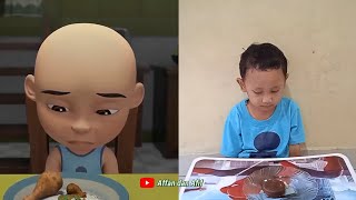 Tiru aksi Upin Ipin, Ipin Sedih Kain Merah Terbang dibawa Angin