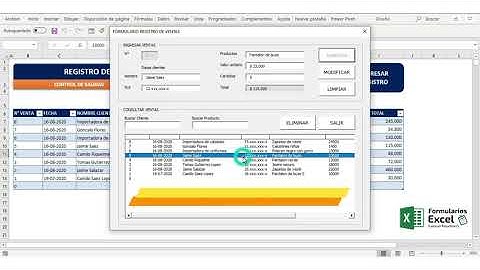 Registro y control de Ventas - Formularios Excel