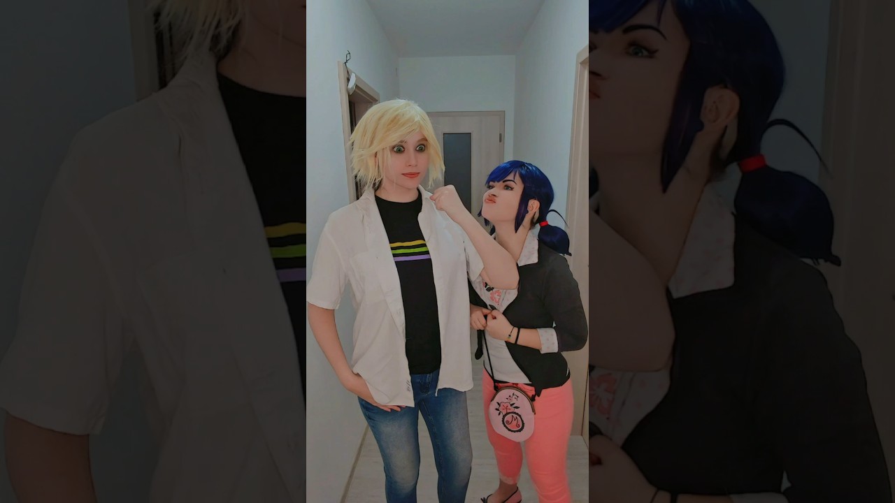 BLOOPER Statue Scene | Adrien & Marinette @nikkihatsunecosplay #cosplay #miraculous #shorts
