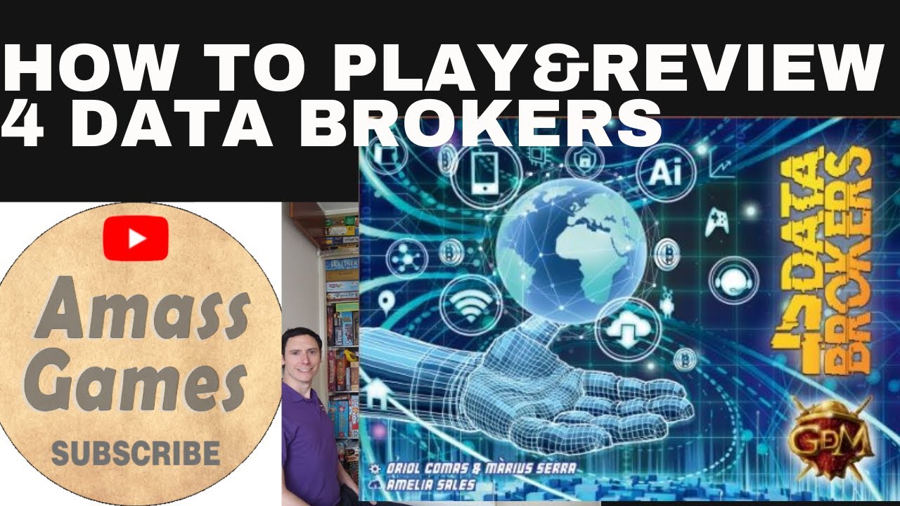 4 Data Brokers (2020) board game - How to setup, play and review.  Big Data * AmassGames * GDM Games