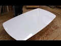 ダイニングテーブル天板　白大理石調鏡面艶有りの曲線形