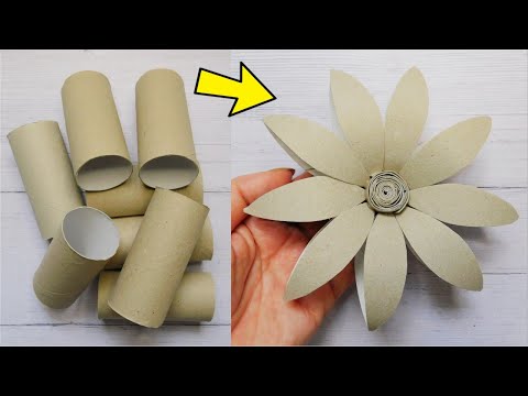 Super Easy Paper Flower Tutorial / Recycled Craft Idea / Toilet Paper Rolls Decoration DIY