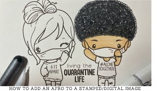 Adding an Afro to a Stamped Image With Copic Markers