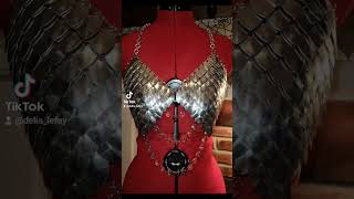 Made a new #scalemail  #chainmail  #haltertop with #crystals and a removable neck chain