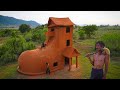 Building a modern mud house construction tile roof by traditional tools  part2 