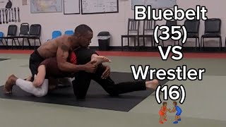 Masters Bluebelt Vs High-school Wrestler 🤼🏾‍♂️ #bjj #wrestling #bluebelt