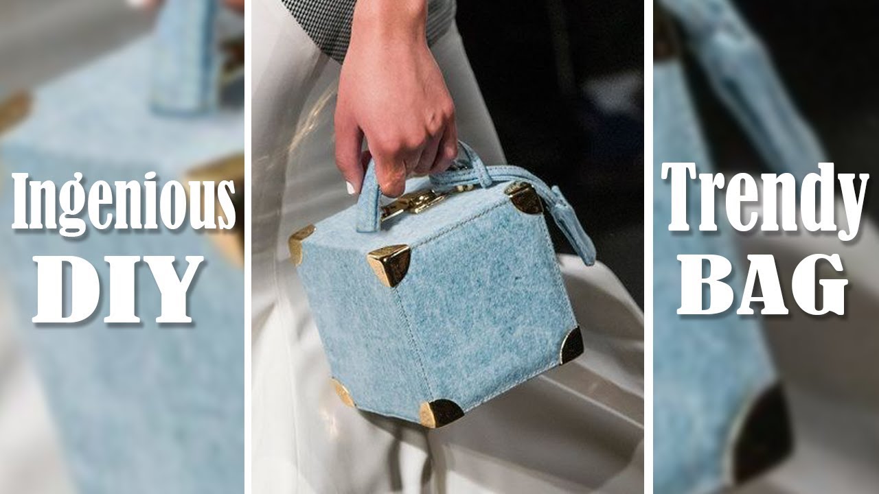 INTERESTING DESIGN DIY PURSE // Cube Square Woman Bag From Old Jeans Fresh  Trendy Idea Handmade 