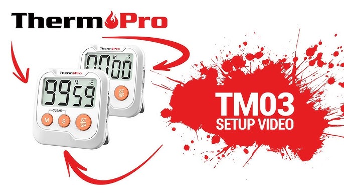 ThermoPro TM01W Kitchen Timer with Count Up and Countdown Timers for  Cooking, Classroom, Exercise with LCD Screen Touch Backlight in White