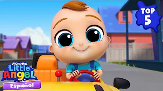 Top 5 canciones con carros y trenes 🚗🚂 Caricaturas | Canciones Infantiles 🎵 Little Angel Español thumbnail