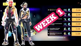 Free Fire Week 1 Mission | Free Fire Elite Pass | Free Fire Elite Pass Mission | Free Fire Mission