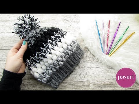 Szydełkowa czapka ombre. Jak zrobić czapkę ściegiem puff stitch - pasart.pl