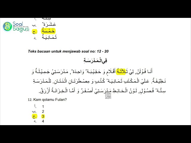 Soal bahasa arab kelas 7 semester 2 dan kunci jawaban