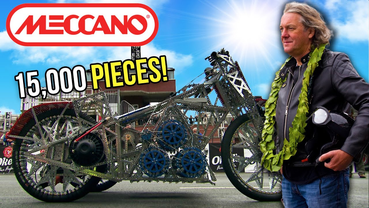 Racing A Motorcycle Built Entirely Out Of Meccano!