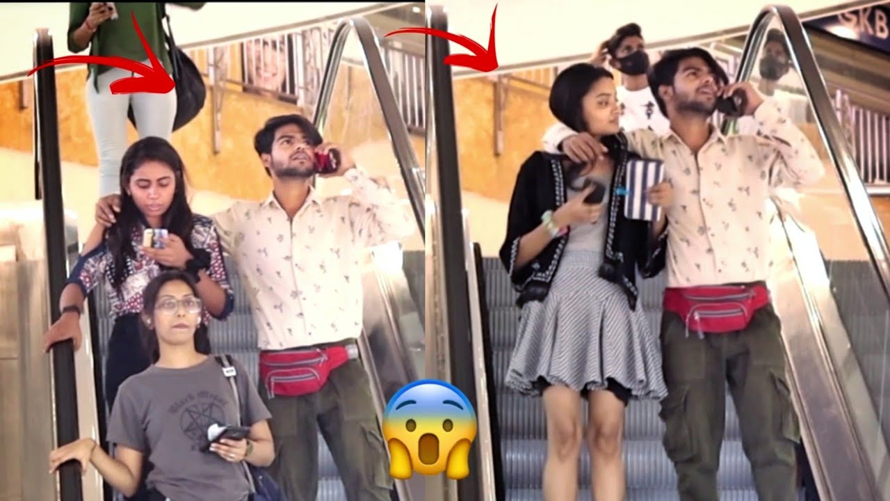 Touching Hands On the Escalator 😜 Escalator prank What happen prank