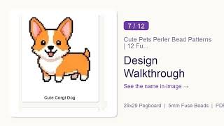 Cute Pets Perler Bead Patterns | 12 Fuse Bead Templates Cat Dog Bunny | Hama Bead Digital Downloa...