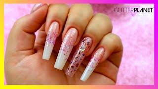 How To Create Easy Baby Boomer Acrylic Nails | Using Glitter Planet Acrylics