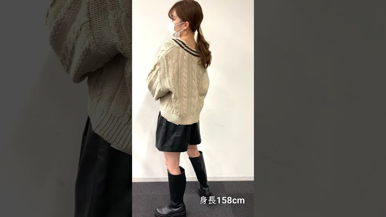 スペイン発♪Massimo Dutti☆ショートコットンブレンドケープ ケーブルショート丈ラインニット/カーディガン|INGNI(イング