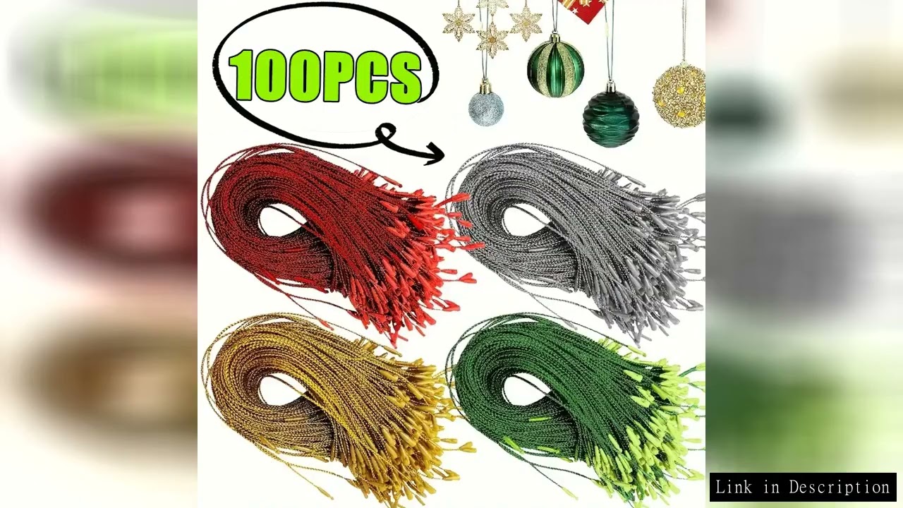 New 100PCS Christmas Drop Ornaments String Ribbon Xmas Ball Pendant Hanging Ropes Christmas Decorati