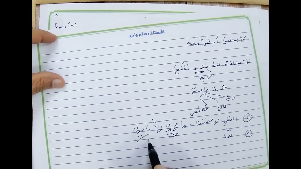 محاضرة الجزء الثالث أمتناع تأخير المبتدأ للصف الخامس الإعدادي /الاستاذ صلاح هادي 