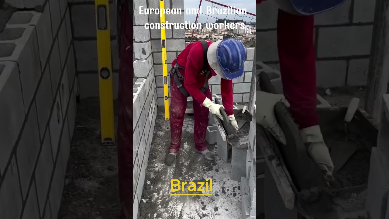 Европейские и бразильские строительные рабочие 