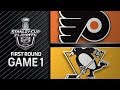 Crosby notches hat trick, Pens rout Flyers in Game 1