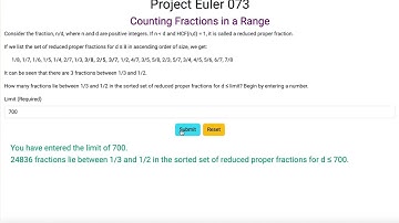 Project Euler 073 - Counting Fractions in a Range