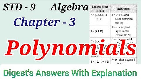 STD 9 Maths. 1 Lesson.3 Polynomials All Practice Set Digest