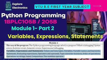 Module 1: Hoofdstuk 2 Variabelen, expressies en statements | VTU 1e semester Python-programmering