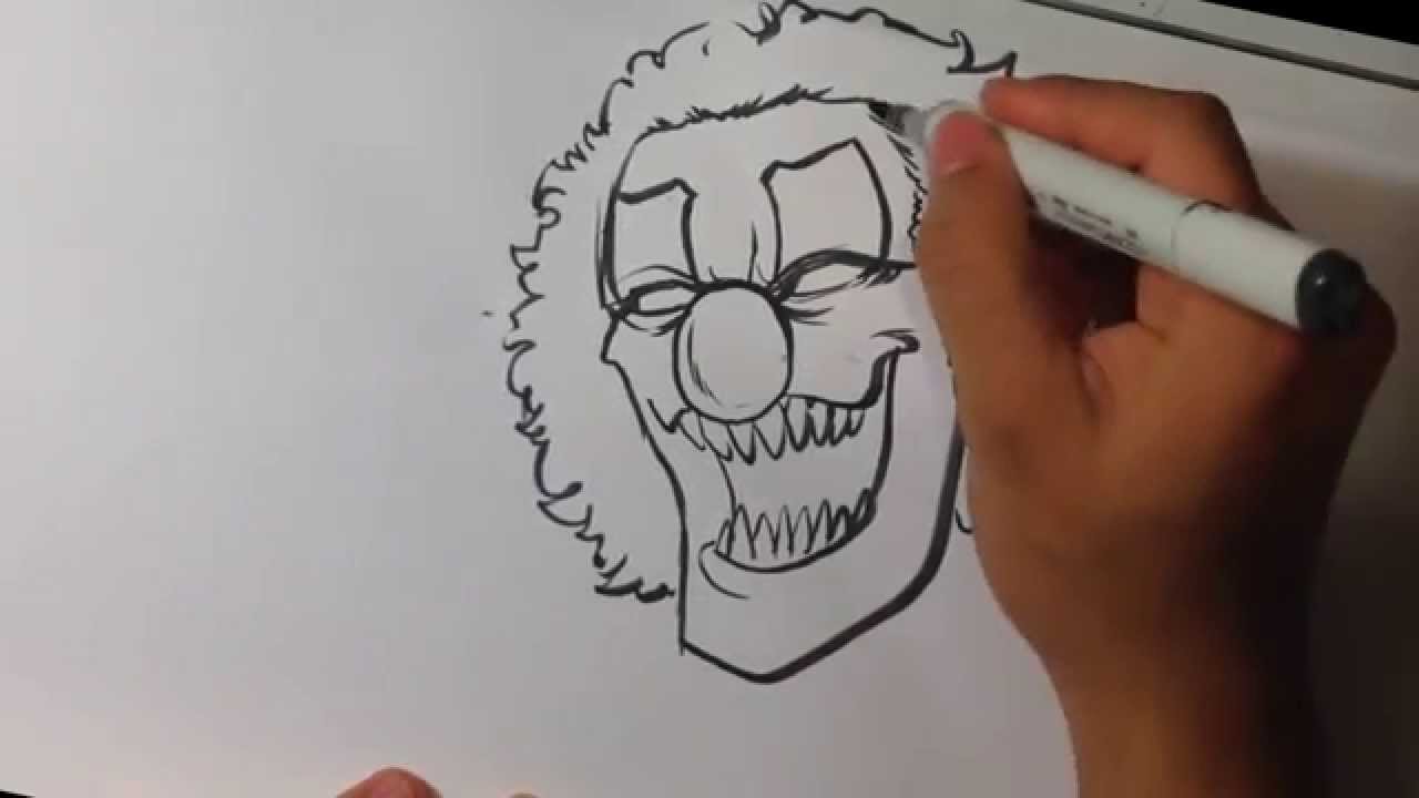 Drawing a Scary Clown - Halloween Drawings - YouTube