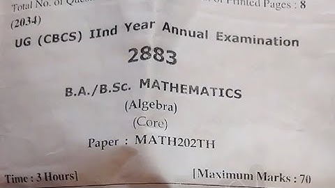Bsc Mathematics (Math202TH) 2nd Year 2024 Question Paper HPU // HPU Bsc 2024 Question Paper//