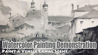 Painted by using only one of Joseph Zbukvic grey color - Watercolor Painting Demo/Tutorial (40)