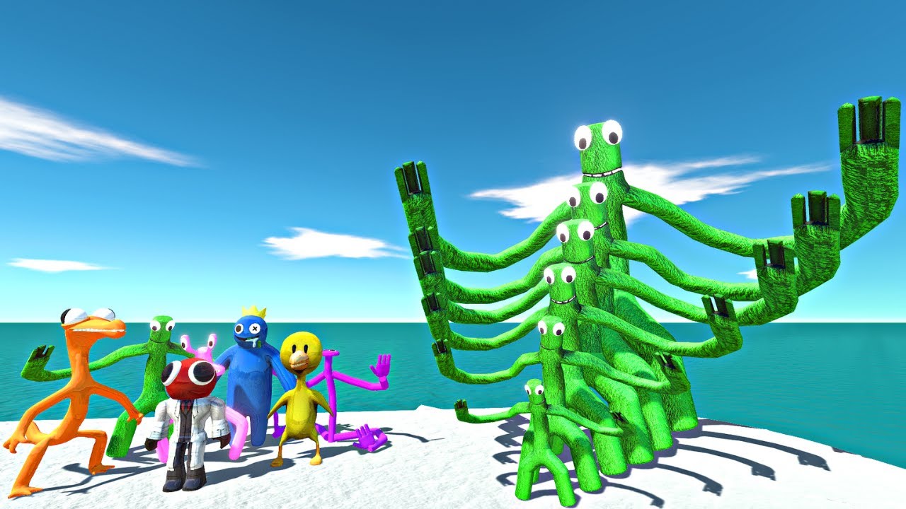 Rainbow Friends vs Growing Rainbow Friends Green - Animal Revolt Battle Simulator