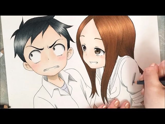 takagi-san and nishikata (karakai jouzu no takagi-san) drawn by